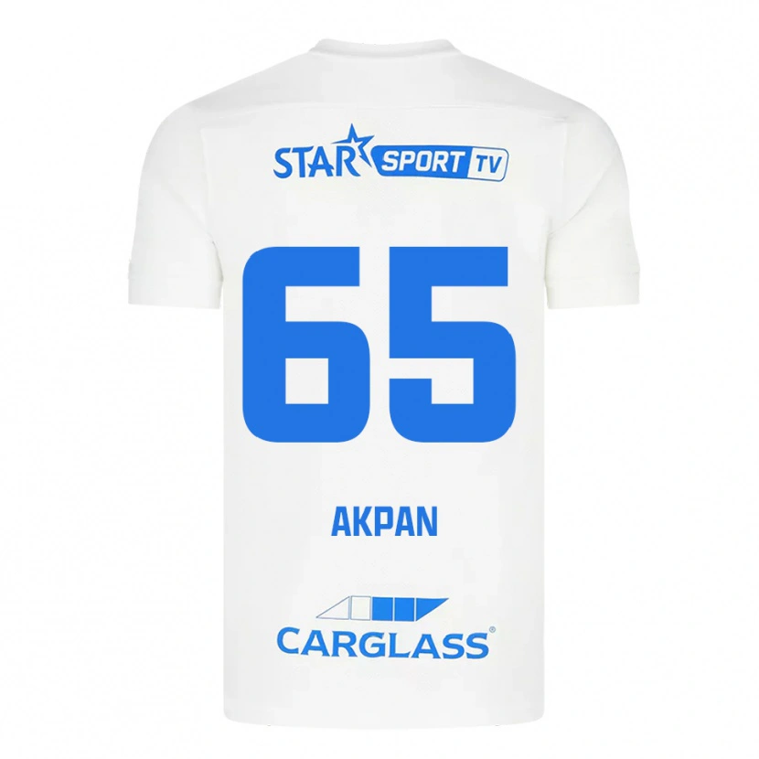 Danxen Uomo Maglia Christian Akpan #65 Bianco Blu Kit Gara Away 2025/26 Maglietta