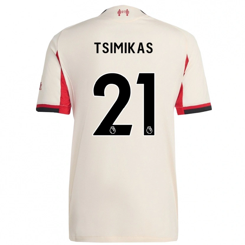Danxen Uomo Maglia Konstantinos Tsimikas #21 Bianco Nero Kit Gara Away 2025/26 Maglietta