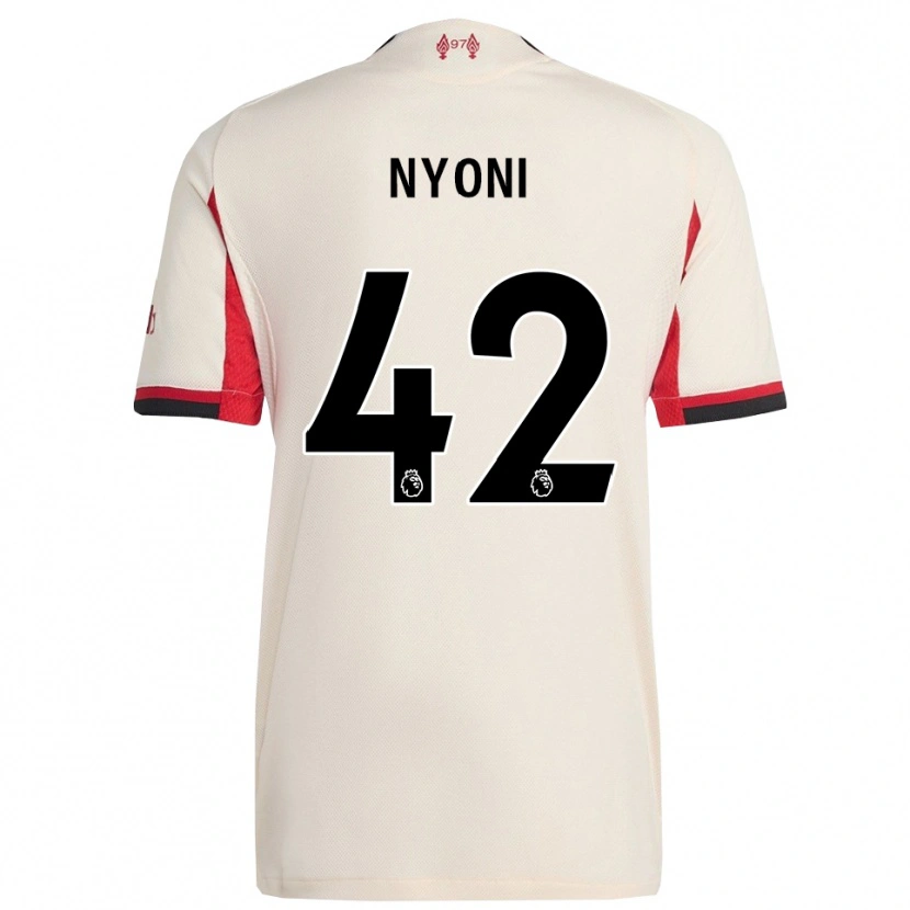Danxen Uomo Maglia Trey Nyoni #42 Bianco Nero Kit Gara Away 2025/26 Maglietta