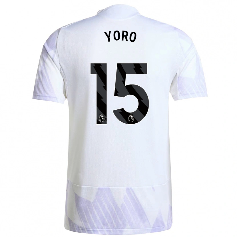 Danxen Uomo Maglia Leny Yoro #15 Bianco Viola Viola Kit Gara Away 2025/26 Maglietta