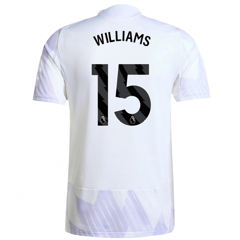 Danxen Uomo Maglia Joe Williams #15 Bianco Viola Viola Kit Gara Away 2025/26 Maglietta