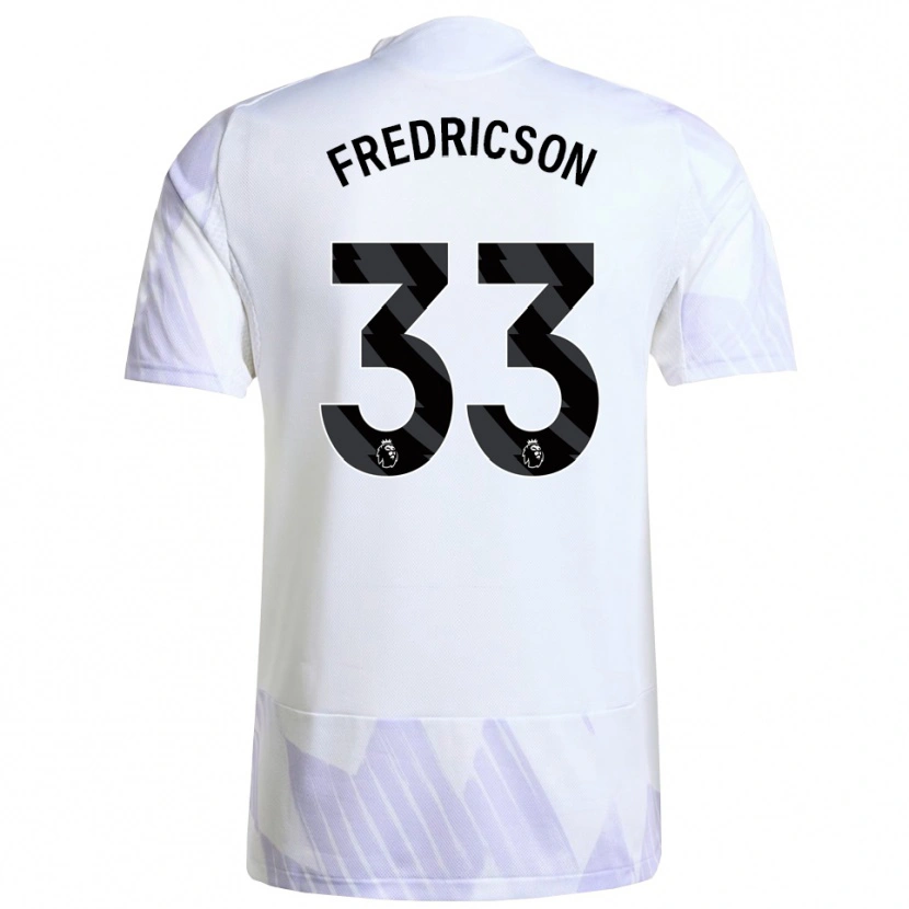 Danxen Uomo Maglia Tyler Fredricson #33 Bianco Viola Viola Kit Gara Away 2025/26 Maglietta