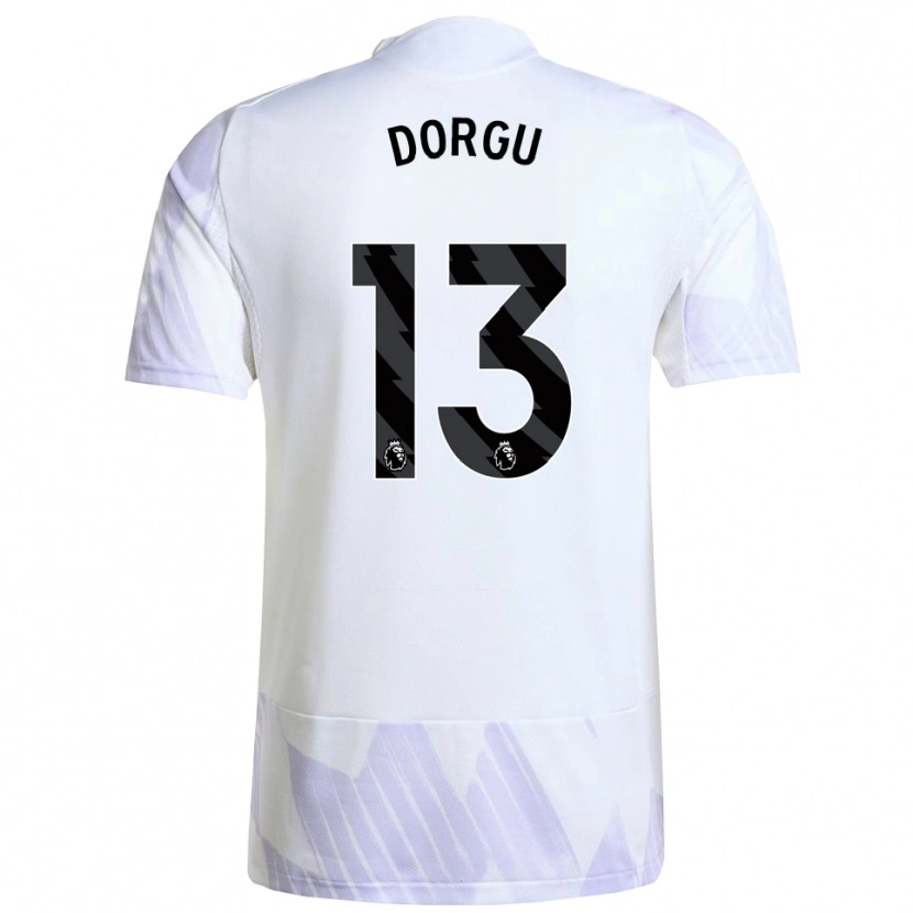 Danxen Uomo Maglia Patrick Dorgu #13 Bianco Viola Viola Kit Gara Away 2025/26 Maglietta