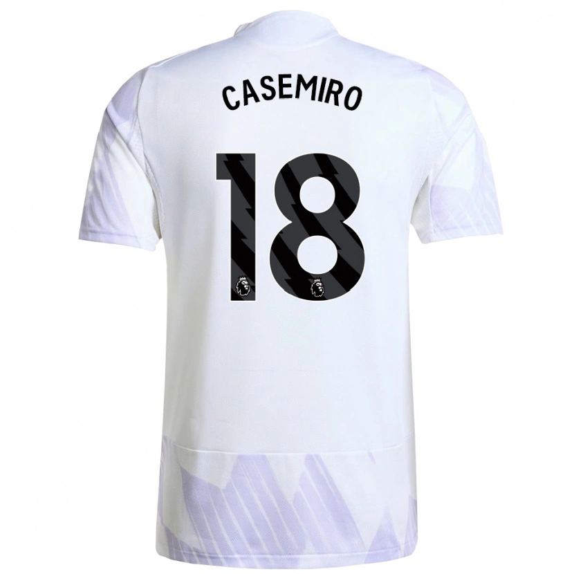 Danxen Uomo Maglia Casemiro #18 Bianco Viola Viola Kit Gara Away 2025/26 Maglietta