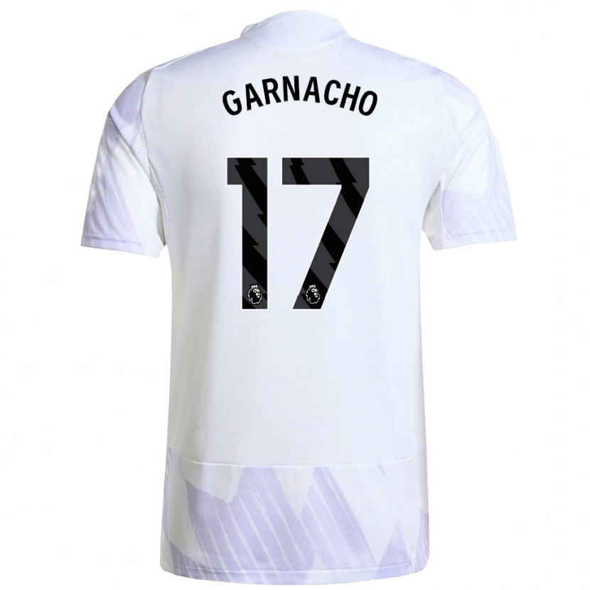 Danxen Uomo Maglia Alejandro Garnacho #17 Bianco Viola Viola Kit Gara Away 2025/26 Maglietta
