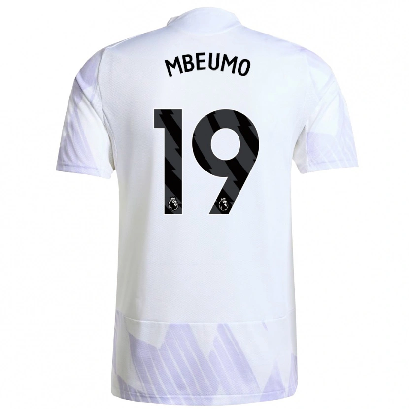 Danxen Uomo Maglia Bryan Mbeumo #19 Bianco Viola Viola Kit Gara Away 2025/26 Maglietta