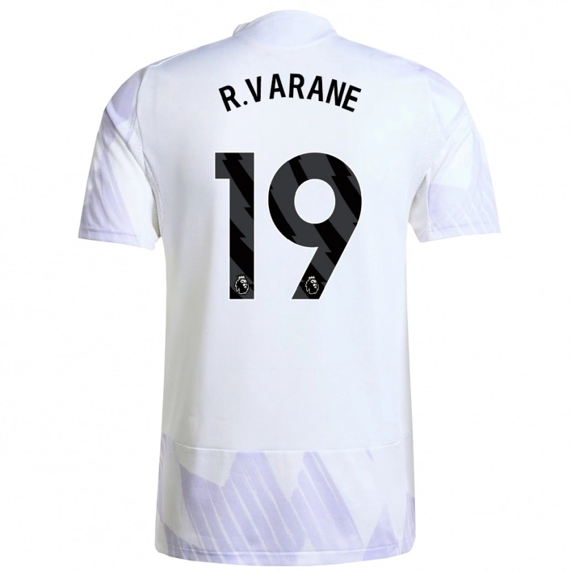 Danxen Uomo Maglia Raphael Varane #19 Bianco Viola Viola Kit Gara Away 2025/26 Maglietta