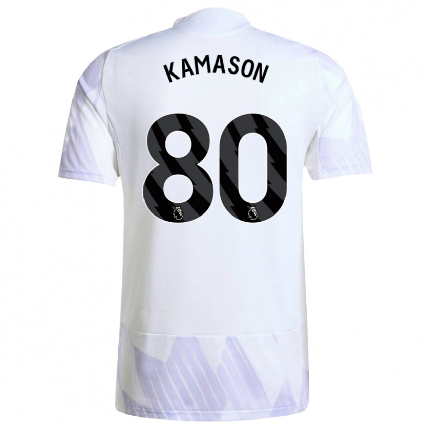 Danxen Uomo Maglia Jaydan Kamason #80 Bianco Viola Viola Kit Gara Away 2025/26 Maglietta