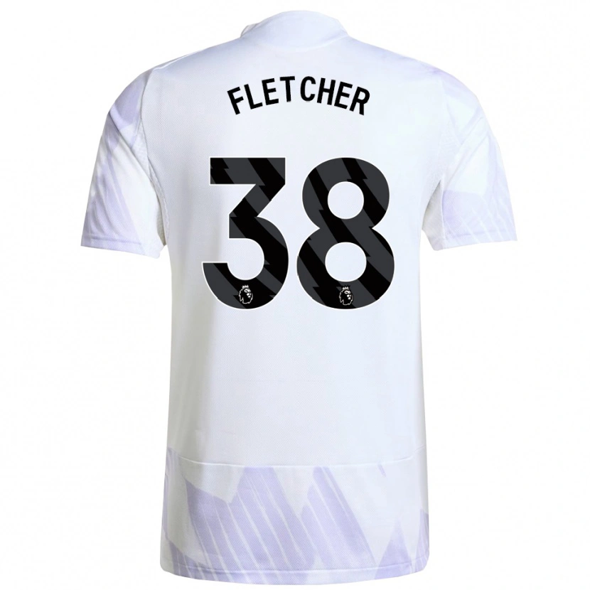 Danxen Uomo Maglia Jack Fletcher #38 Bianco Viola Viola Kit Gara Away 2025/26 Maglietta