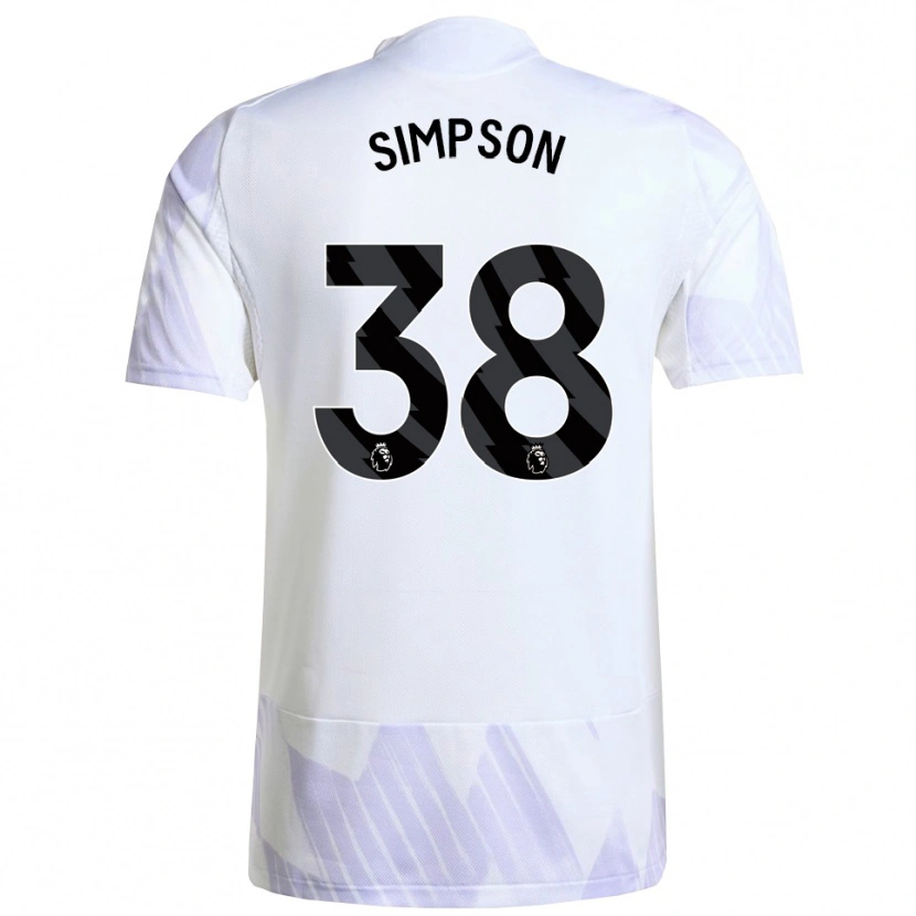 Danxen Uomo Maglia Jessica Simpson #38 Bianco Viola Viola Kit Gara Away 2025/26 Maglietta