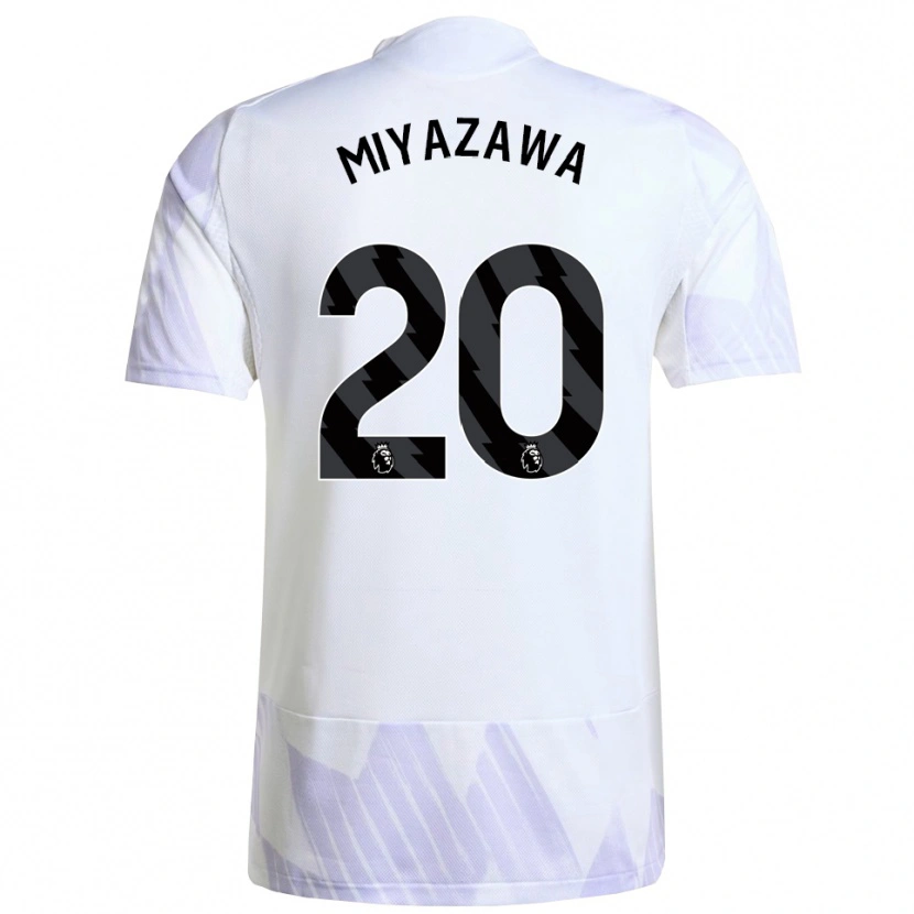 Danxen Uomo Maglia Hinata Miyazawa #20 Bianco Viola Viola Kit Gara Away 2025/26 Maglietta