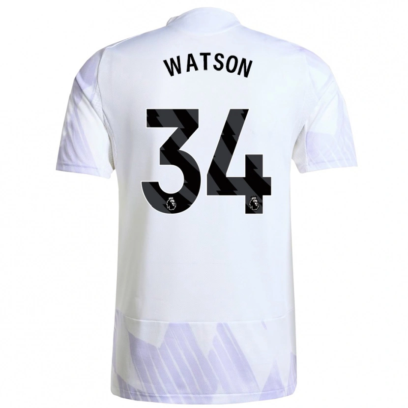Danxen Uomo Maglia Emma Watson #34 Bianco Viola Viola Kit Gara Away 2025/26 Maglietta
