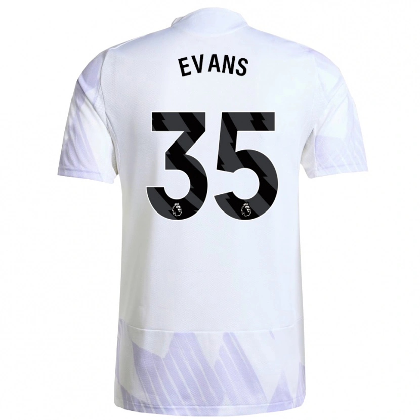 Danxen Uomo Maglia Jonny Evans #35 Bianco Viola Viola Kit Gara Away 2025/26 Maglietta