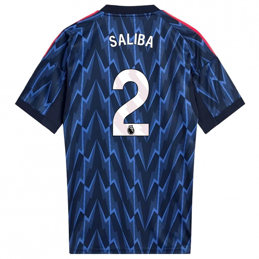 Danxen Uomo Maglia William Saliba #2 Navy Rosso Kit Gara Away 2025/26 Maglietta