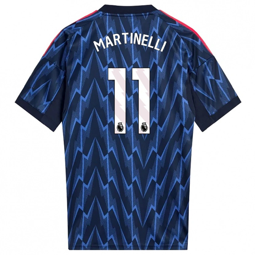 Danxen Uomo Maglia Gabriel Martinelli #11 Navy Rosso Kit Gara Away 2025/26 Maglietta