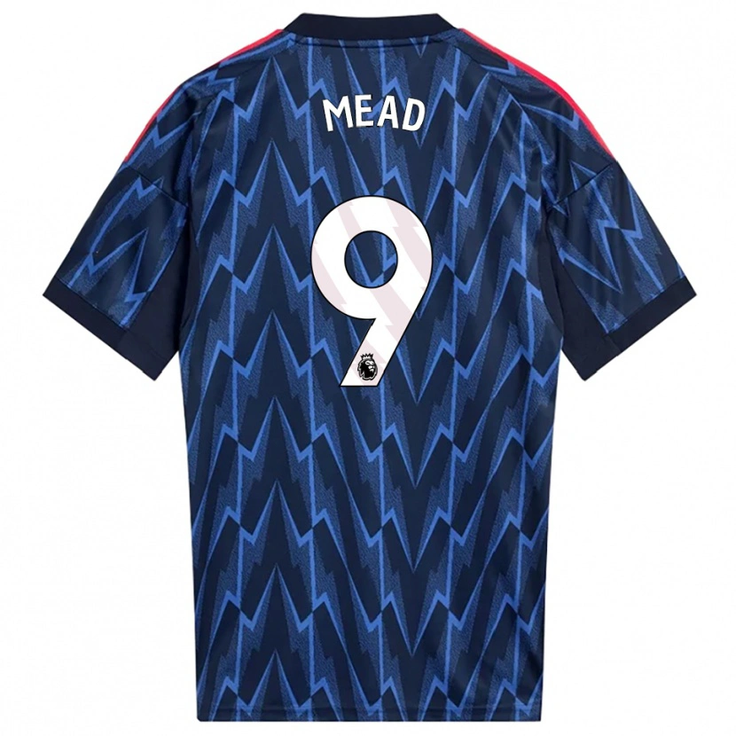Danxen Uomo Maglia Beth Mead #9 Navy Rosso Kit Gara Away 2025/26 Maglietta