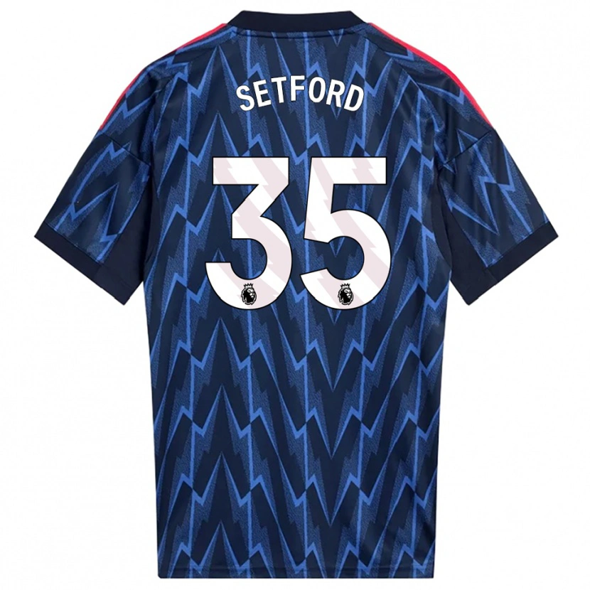 Danxen Uomo Maglia Tommy Setford #35 Navy Rosso Kit Gara Away 2025/26 Maglietta