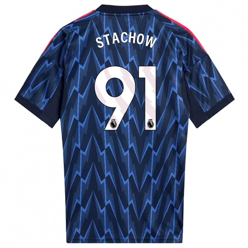 Danxen Uomo Maglia Patrick Stachow #91 Navy Rosso Kit Gara Away 2025/26 Maglietta