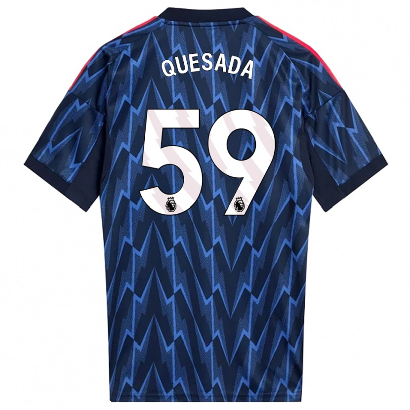 Danxen Uomo Maglia Elián Quesada #59 Navy Rosso Kit Gara Away 2025/26 Maglietta