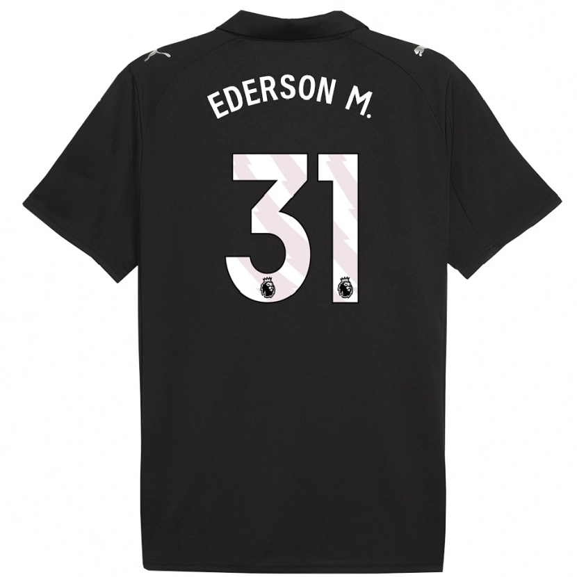 Danxen Uomo Maglia Ederson #31 Nero Bianco Kit Gara Away 2025/26 Maglietta