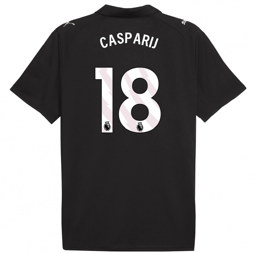Danxen Uomo Maglia Kerstin Casparij #18 Nero Bianco Kit Gara Away 2025/26 Maglietta