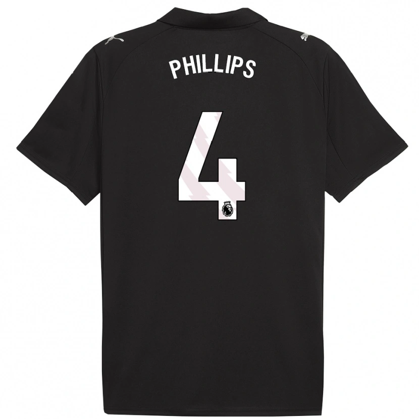Danxen Uomo Maglia Kalvin Phillips #4 Nero Bianco Kit Gara Away 2025/26 Maglietta