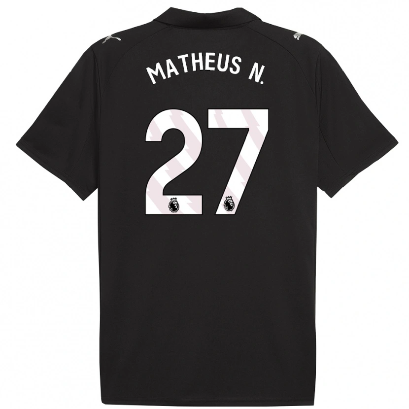 Danxen Uomo Maglia Matheus Nunes #27 Nero Bianco Kit Gara Away 2025/26 Maglietta