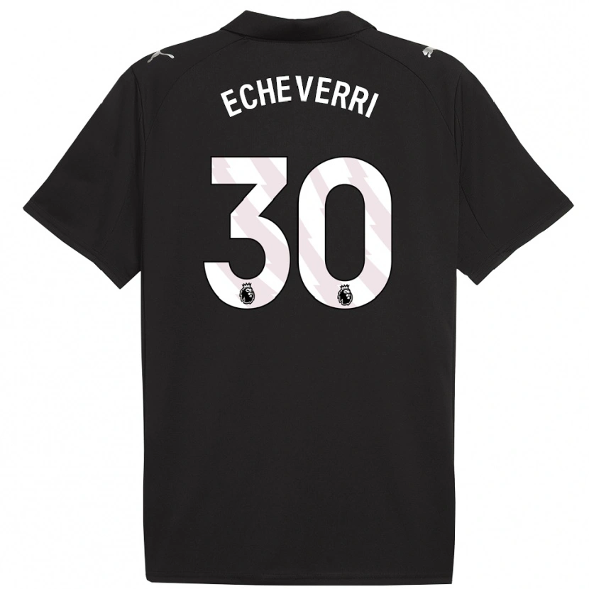 Danxen Uomo Maglia Claudio Echeverri #30 Nero Bianco Kit Gara Away 2025/26 Maglietta