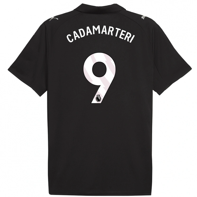 Danxen Uomo Maglia Caelan Cadamarteri #9 Nero Bianco Kit Gara Away 2025/26 Maglietta
