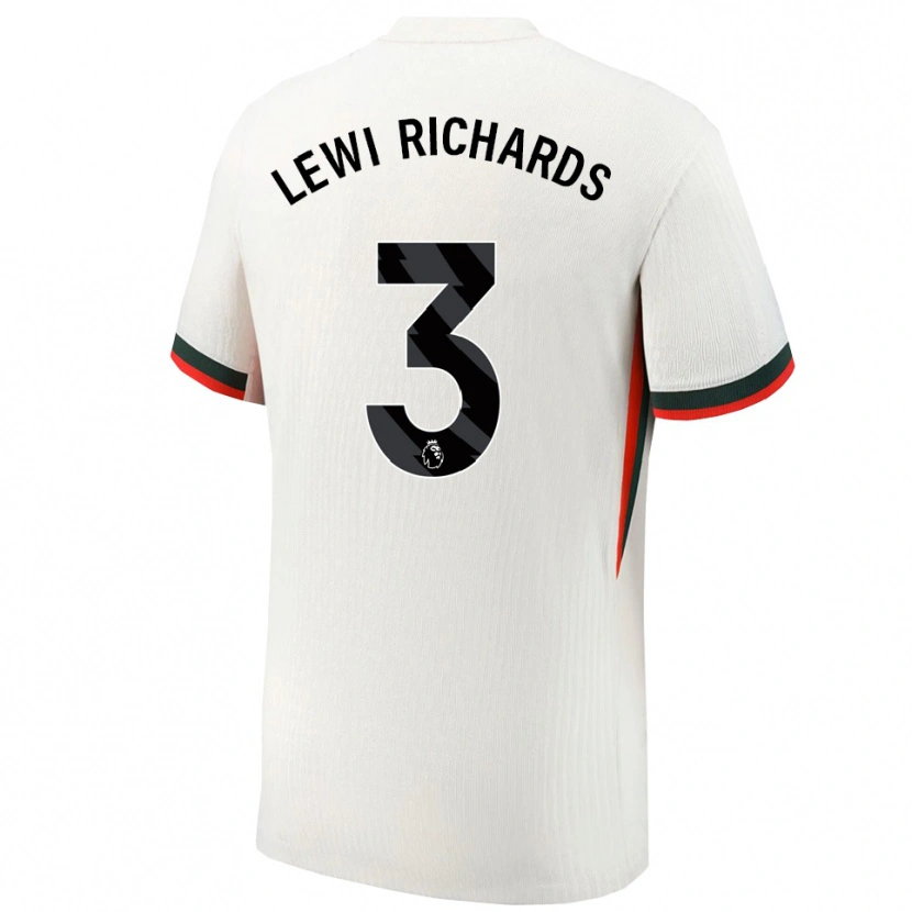 Danxen Uomo Maglia Lewi Richards #3 Bianco Verde Kit Gara Away 2025/26 Maglietta