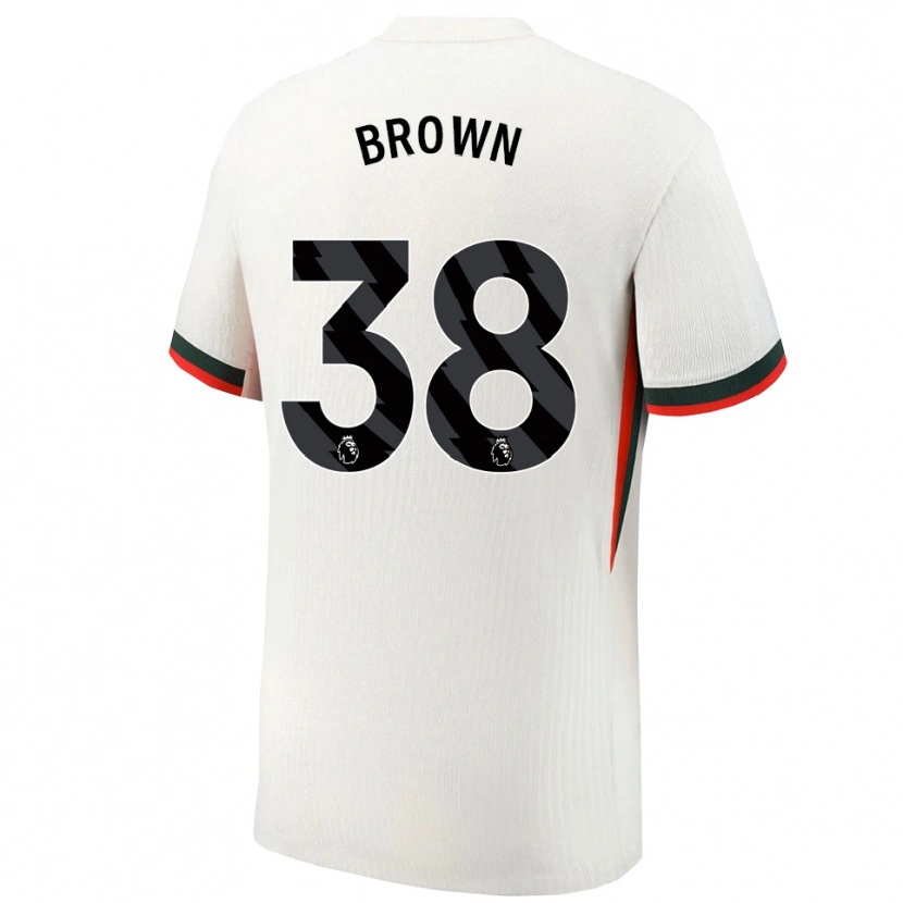 Danxen Uomo Maglia Cerys Brown #38 Bianco Verde Kit Gara Away 2025/26 Maglietta