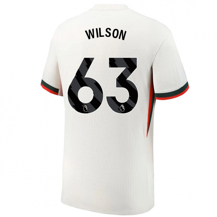 Danxen Uomo Maglia Kaiden Wilson #63 Bianco Verde Kit Gara Away 2025/26 Maglietta