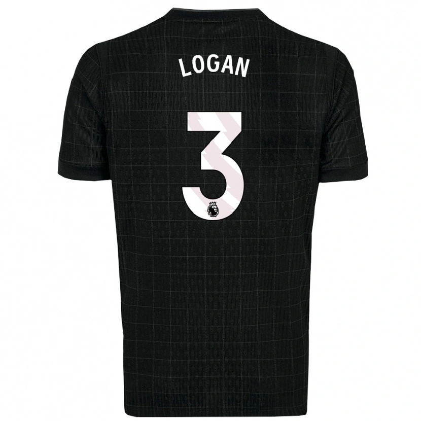 Danxen Uomo Maglia Calum Logan #3 Nero Grigio Kit Gara Away 2025/26 Maglietta