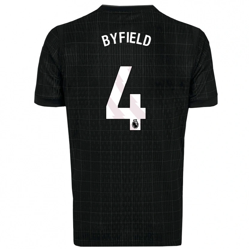 Danxen Uomo Maglia Junai Byfield #4 Nero Grigio Kit Gara Away 2025/26 Maglietta