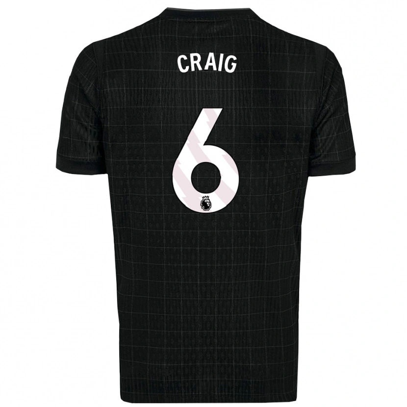 Danxen Uomo Maglia Matthew Craig #6 Nero Grigio Kit Gara Away 2025/26 Maglietta