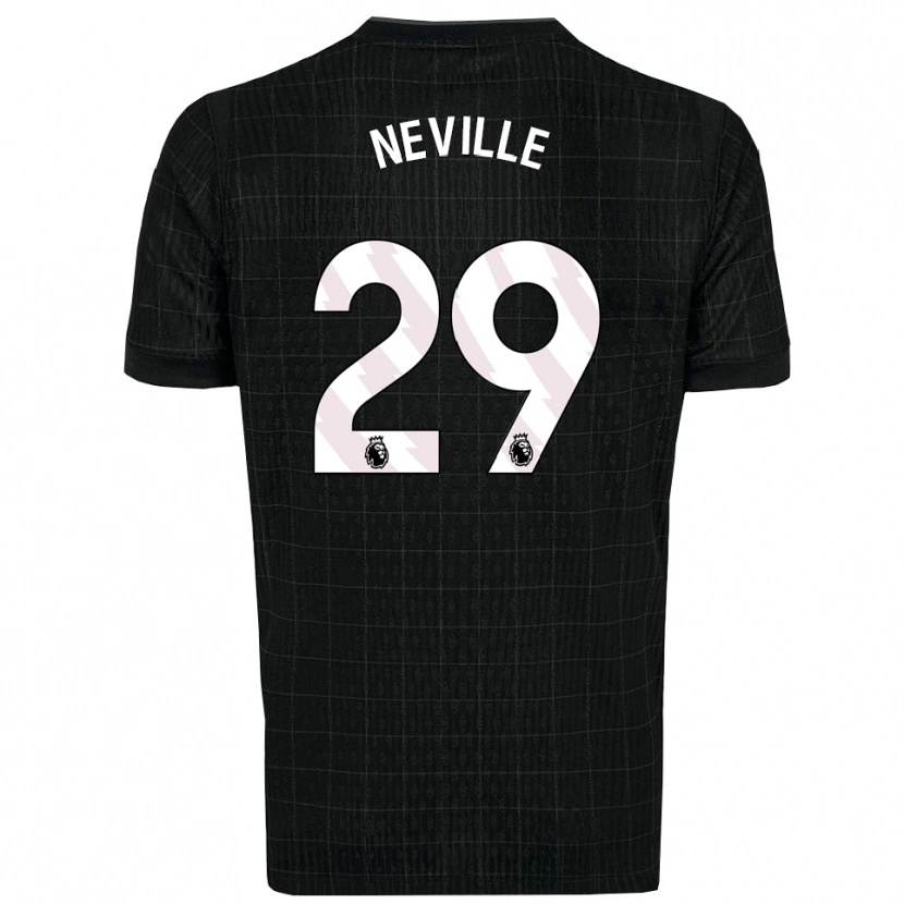 Danxen Uomo Maglia Ashleigh Neville #29 Nero Grigio Kit Gara Away 2025/26 Maglietta