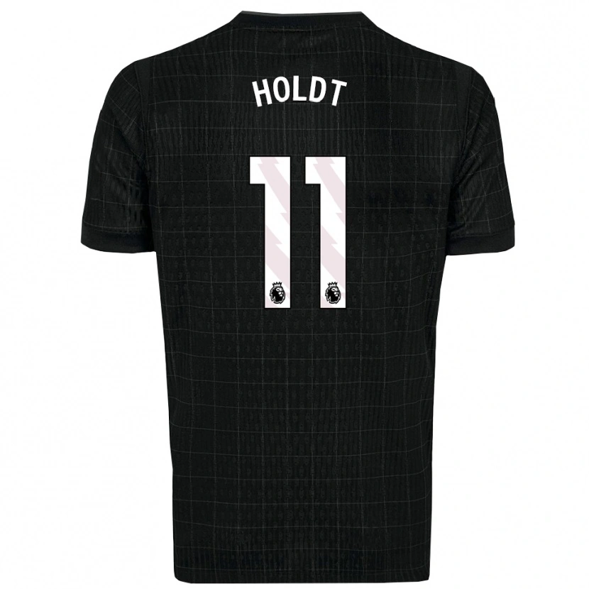 Danxen Uomo Maglia Olivia Holdt #11 Nero Grigio Kit Gara Away 2025/26 Maglietta