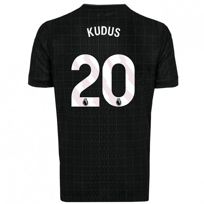 Danxen Uomo Maglia Mohammed Kudus #20 Nero Grigio Kit Gara Away 2025/26 Maglietta