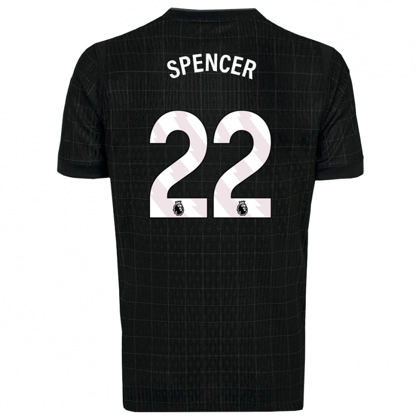 Danxen Uomo Maglia Rebecca Spencer #22 Nero Grigio Kit Gara Away 2025/26 Maglietta
