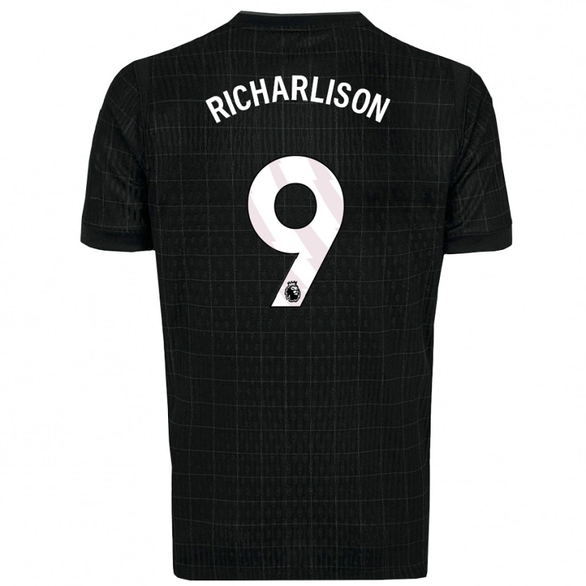 Danxen Uomo Maglia Richarlison #9 Nero Grigio Kit Gara Away 2025/26 Maglietta