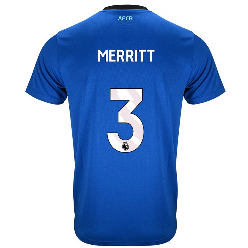 Danxen Uomo Maglia Alfie Merritt #3 Blu Nero Kit Gara Away 2025/26 Maglietta