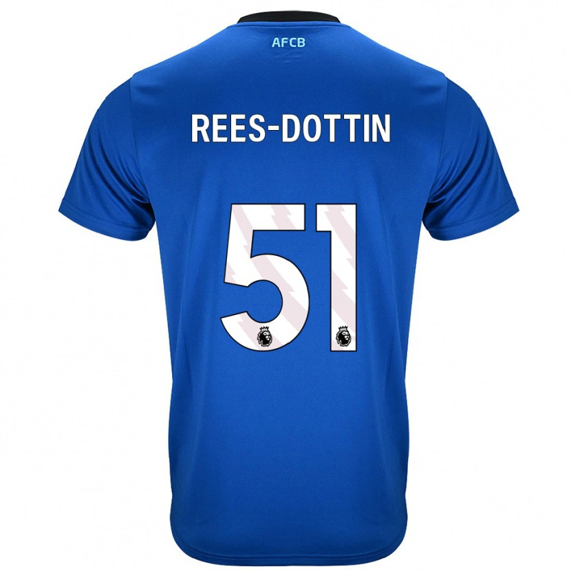 Danxen Uomo Maglia Remy Rees-Dottin #51 Blu Nero Kit Gara Away 2025/26 Maglietta