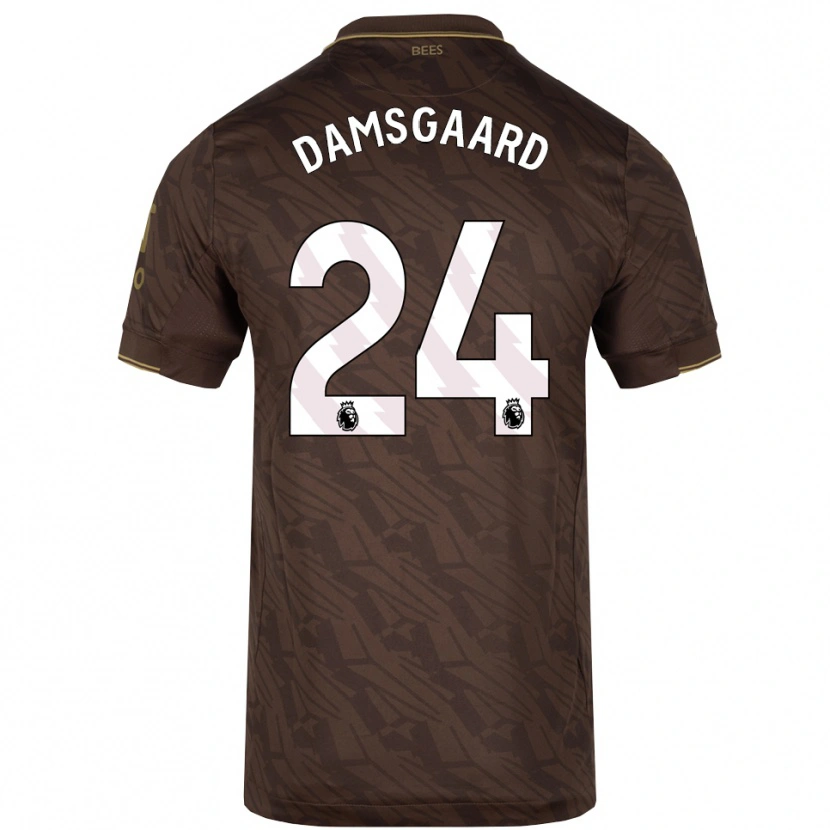 Danxen Uomo Maglia Mikkel Damsgaard #24 Marrone Oro Kit Gara Away 2025/26 Maglietta