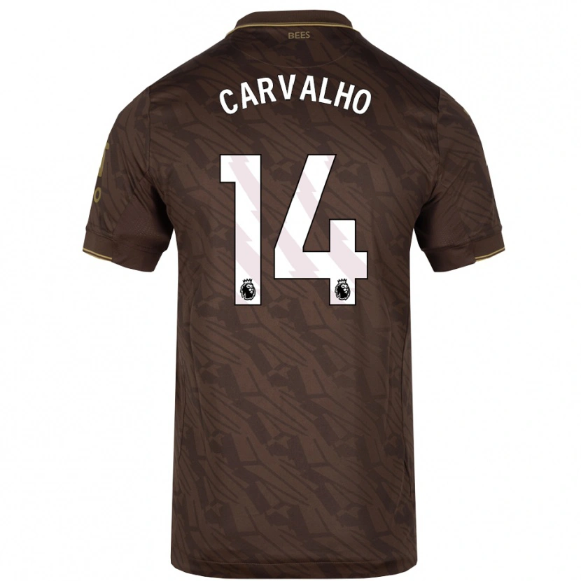 Danxen Uomo Maglia Fábio Carvalho #14 Marrone Oro Kit Gara Away 2025/26 Maglietta