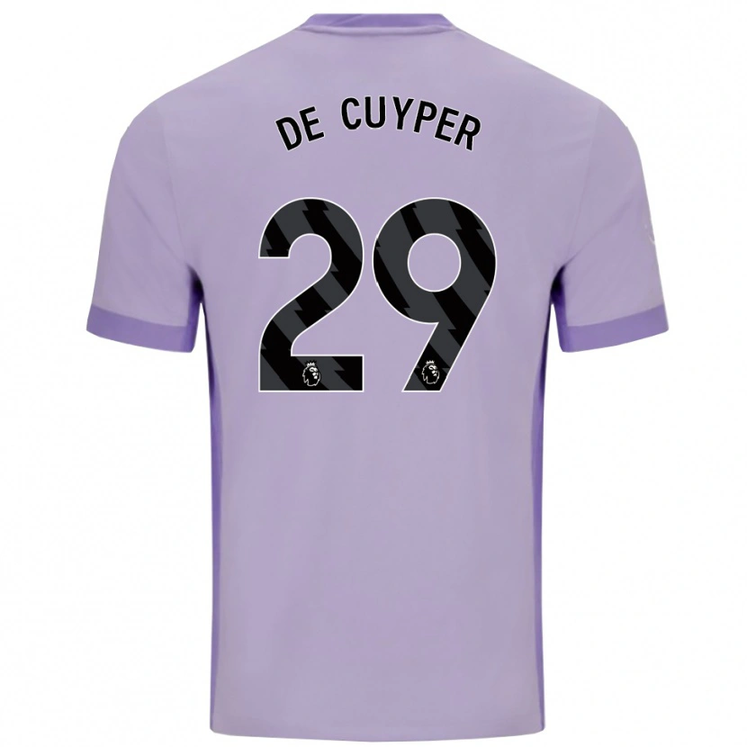 Danxen Uomo Maglia Maxim De Cuyper #29 Viola Taro Bianco Kit Gara Away 2025/26 Maglietta