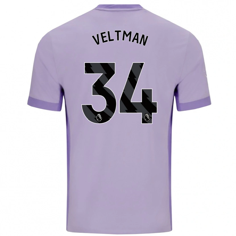 Danxen Uomo Maglia Joël Veltman #34 Viola Taro Bianco Kit Gara Away 2025/26 Maglietta
