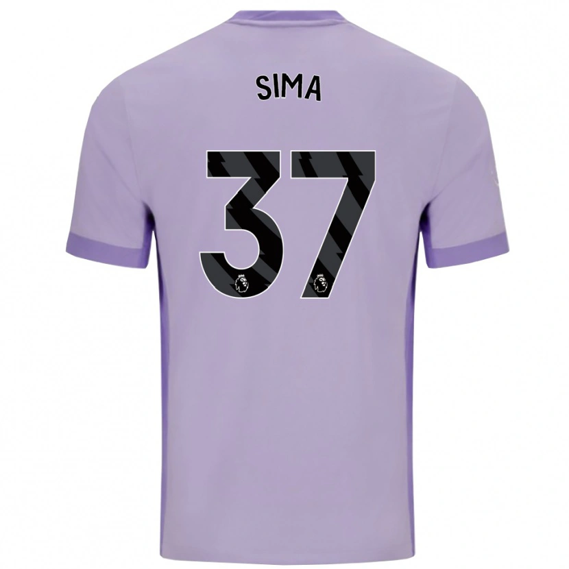 Danxen Uomo Maglia Abdallah Sima #37 Viola Taro Bianco Kit Gara Away 2025/26 Maglietta