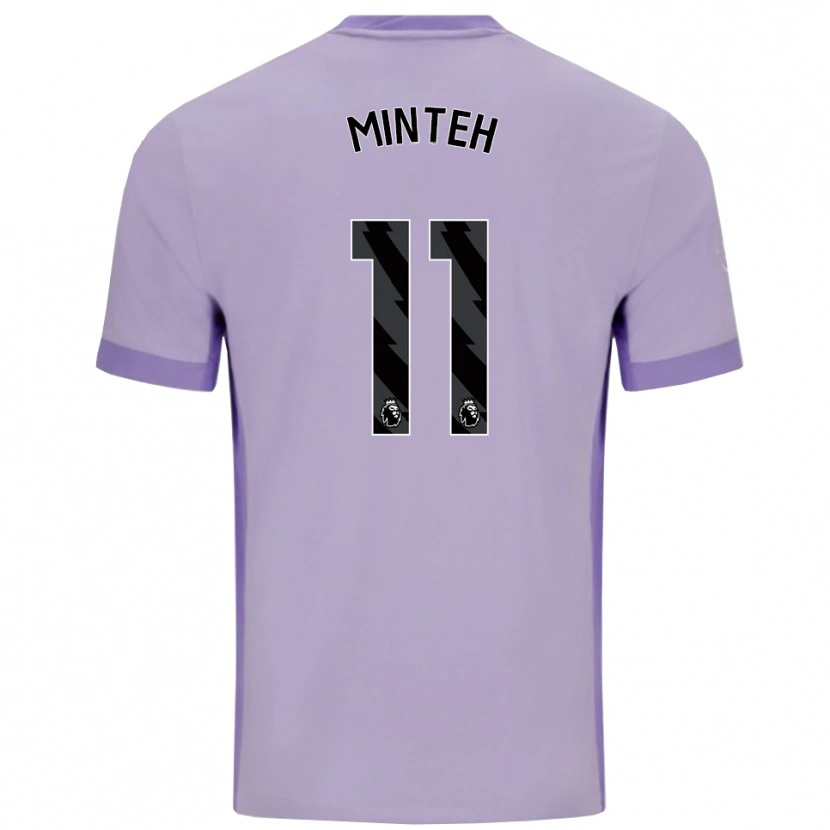 Danxen Uomo Maglia Yankuba Minteh #11 Viola Taro Bianco Kit Gara Away 2025/26 Maglietta