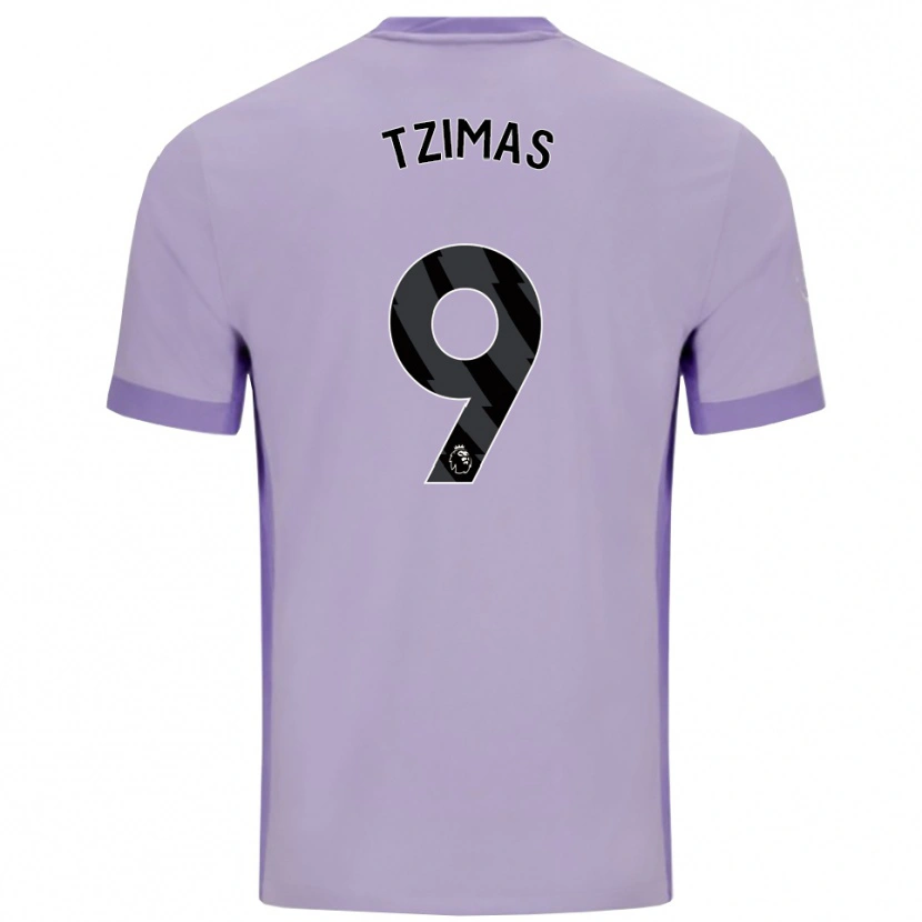 Danxen Uomo Maglia Stefanos Tzimas #9 Viola Taro Bianco Kit Gara Away 2025/26 Maglietta