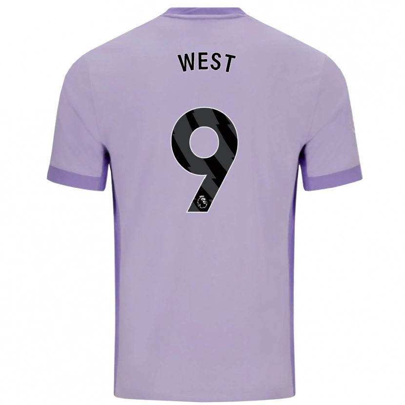 Danxen Uomo Maglia Aidan West #9 Viola Taro Bianco Kit Gara Away 2025/26 Maglietta